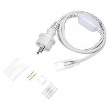 Установочный набор для одностороннего Гибкого неона 8х16мм (блок питания каучук с диодным мостом и вилкой, заглушка, переходная муфта, игла) 1,5м NEON-NIGHT